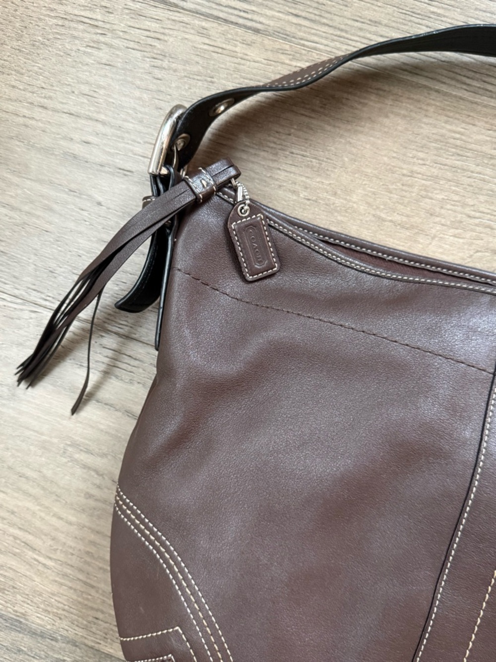 COACH Vintage Hobo E06I-8A03 Chocolate Brown Calfskin Leather - Picture 4 of 11